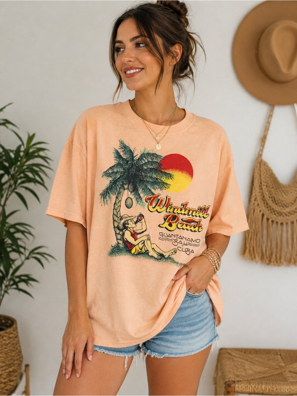 Rare Vintage 80s Windmill Beach Guantanamo Bay Cuba T-Shirt XL Unisex
